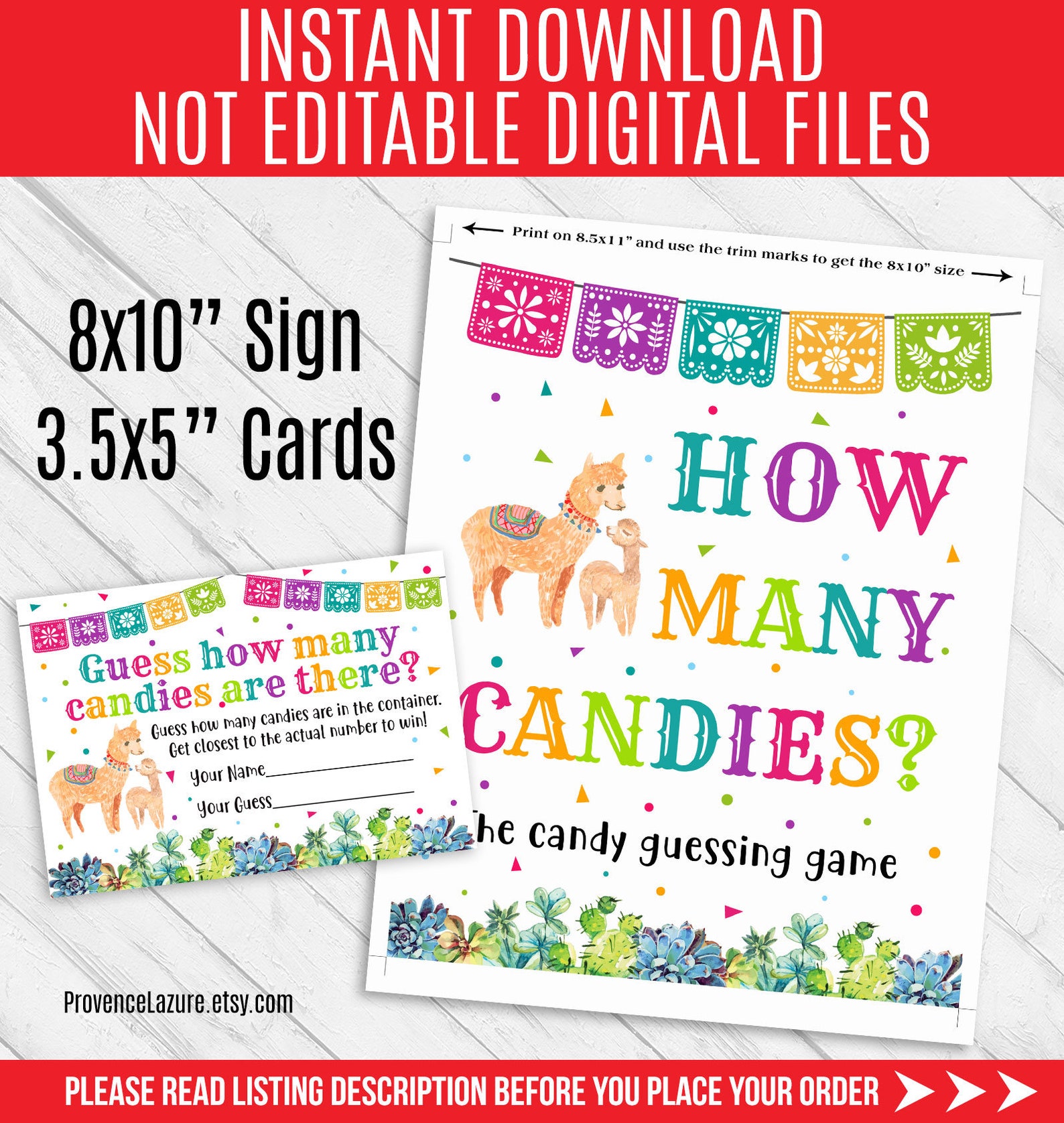 Guess How Many Candies Candy Guessing Game Sign Llama baby  Etsy