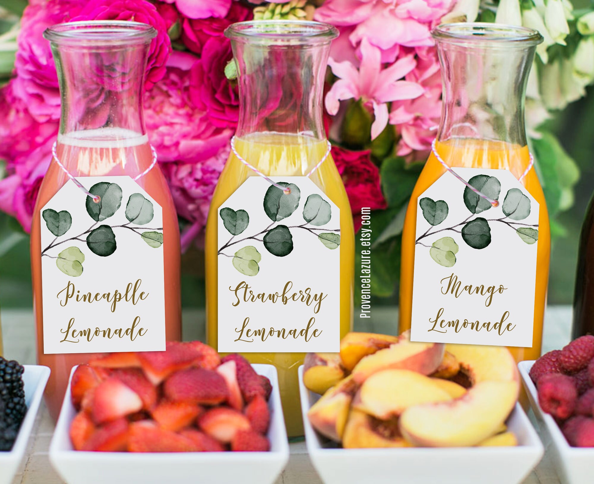 Mimosa Bar Juice Tags Editable Greenery Baby Shower Momosa Etsy