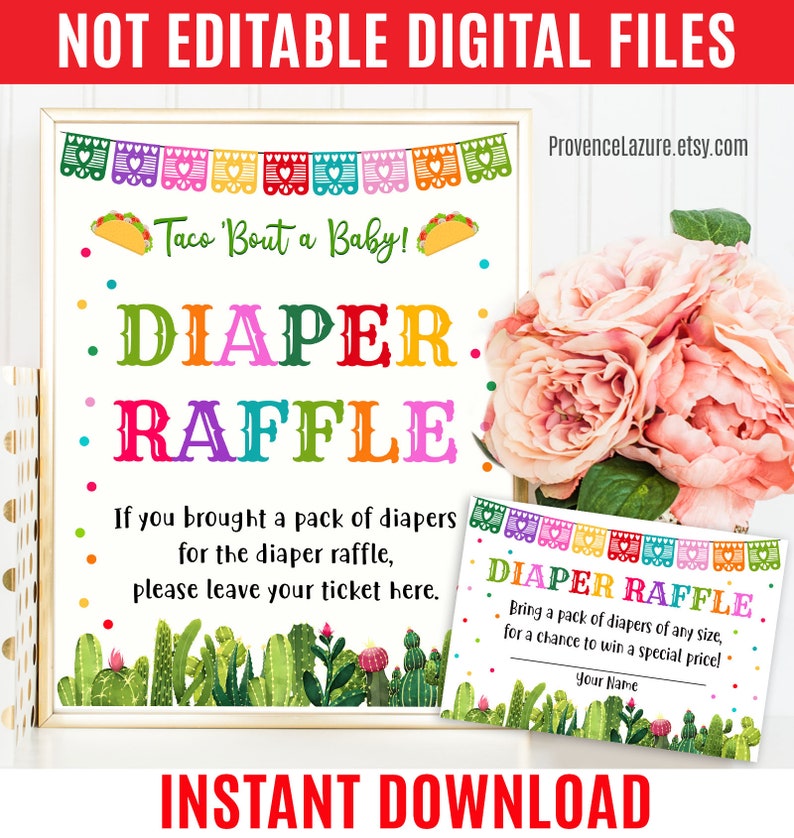 Diaper Raffle Baby Shower Game Taco Bout a Baby Shower Coed Etsy UK