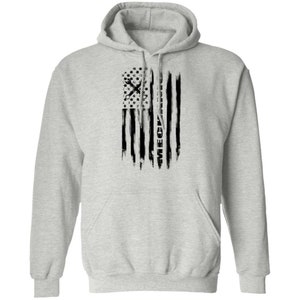 Mechanic Automotive Repair Enthusiast American Flag Pullover Hoodie