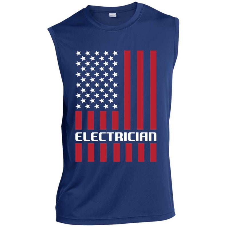 Electrician American Flag USA Sleeveless Performance T-Shirt