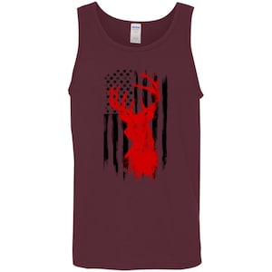 Red Deer Buck Hunting American Flag Tank Top