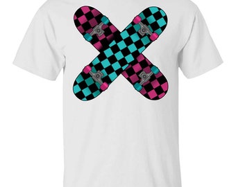Retro 80's Checkered Skateboards Skateboarding T-Shirt