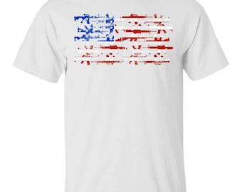 Rifle Firearm American Flag T-Shirt