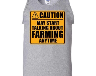 Caution May Start Talking About Farming, Funny Farmer Humor Tank, Farm Life Style, For Dad, Christmas Gift