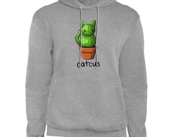 Catcus Cactus Funny Cat Pullover Hoodie, Unisex Graphic Sweatshirt, Cat Lover Humor, For Friend, Birthday Gift