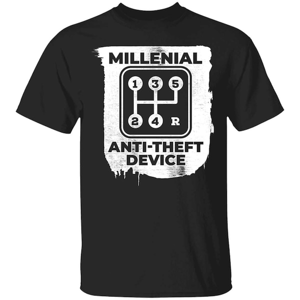 Millennial Anti-Theft Device Manual Stick Shift 5-Speed Device T-Shirt