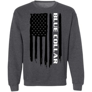 Blue Collar Worker American Flag Crewneck Sweatshirt