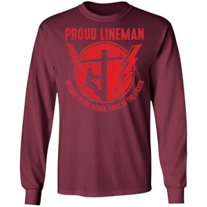Proud Lineman Wizard Of The Wires, Lord of The Lights Long Sleeve T-Shirt image 2
