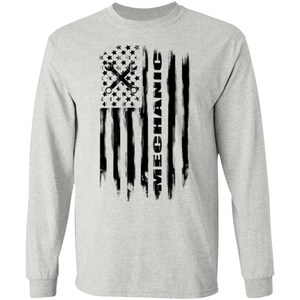 Mechanic Automotive Repair Enthusiast American Flag Long Sleeve T-Shirt