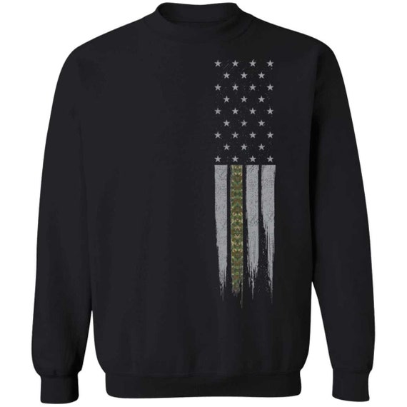Military Camo Thin Line American Flag Crewneck Sweatshirt Etsy
