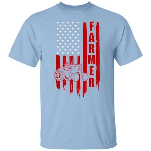 Farmer American Flag Tractor T-Shirt