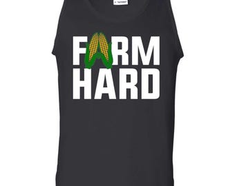 Farm Hard Funny Farming Tank Top, Unisex Graphic Tank, Country Farm Life, For Farmer Dad, Christmas Gift
