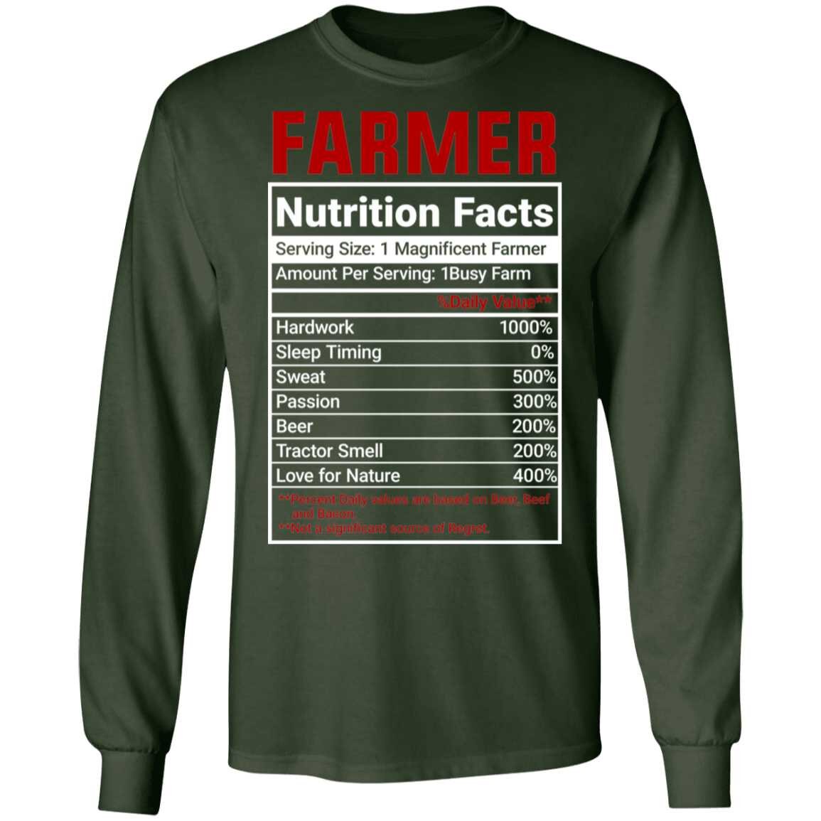 Funny Farmer Nutrition Facts Long Sleeve T-shirt - Etsy