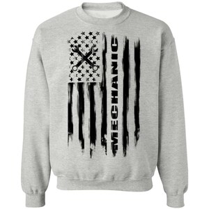 Mechanic Automotive Repair Enthusiast American Flag Crewneck Sweatshirt