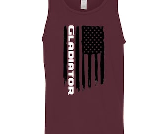 Gladiator American Flag Tank Top, Patriotic Truck Lover Apparel, Off-Road Pride, For Dad, Fourth Of July
