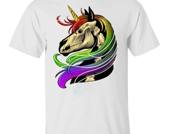 Rainbow Skeleton Unicorn T-Shirt, Pastel Goth Graphic Tee, Spooky Alternative Style, For Teen Girls, Halloween Birthday