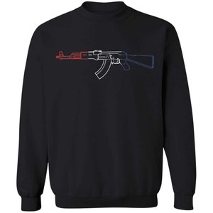 AK-47 Firearm Rifle Red White Blue Crewneck Sweatshirt