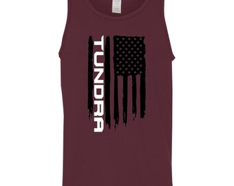 Tundra American Flag Tank Top, Patriotic Truck Lover Apparel, Off-Road Style, For Dad, Fourth Of July