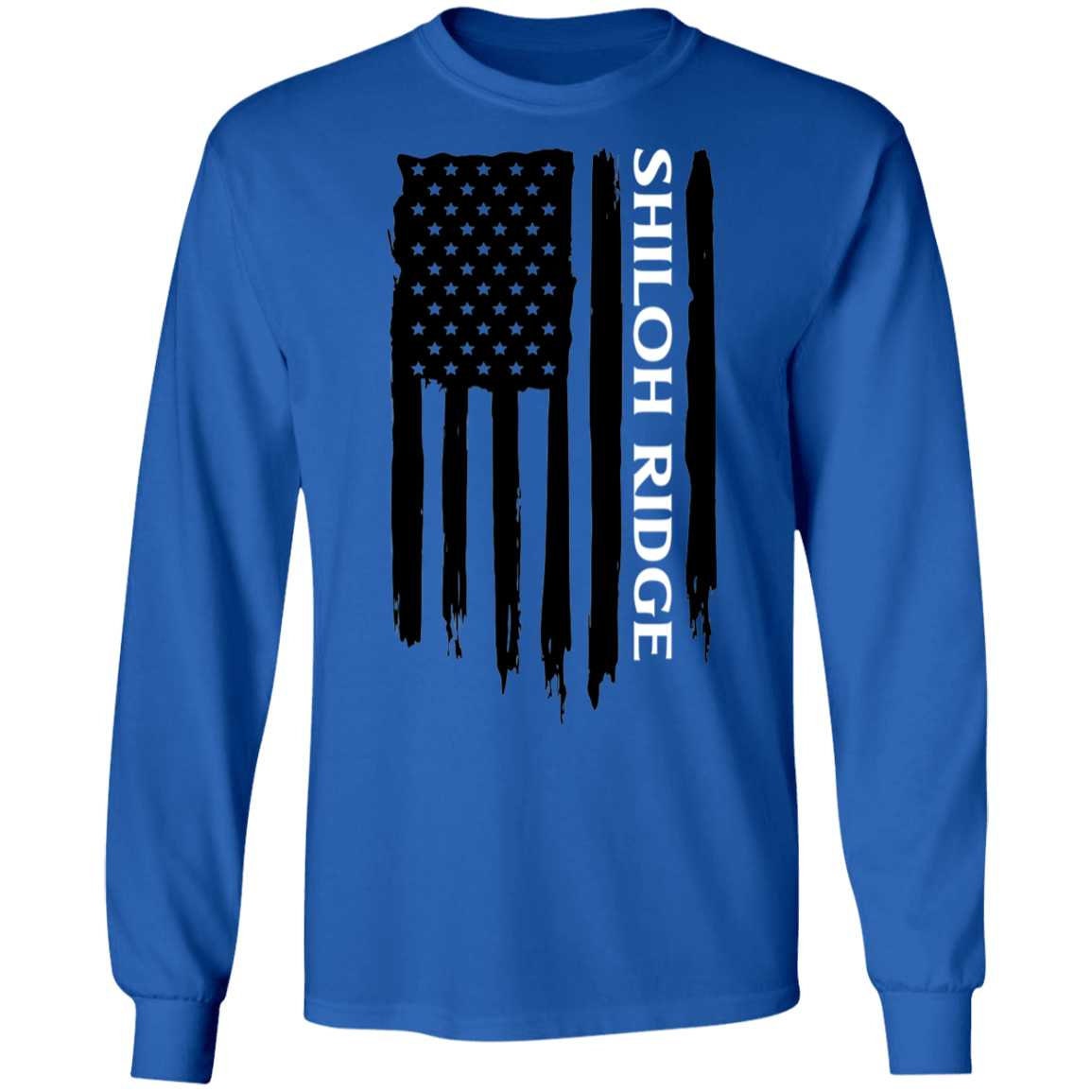 Men's Shiloh Ridge American Flag T-Shirt - Heavyweight Cotton Tee, X-Large Royal