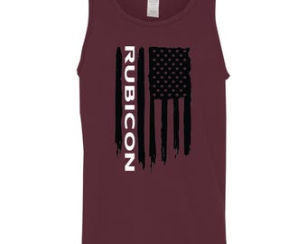 Rubicon American Flag Tank Top, Patriotic Off-Road Apparel, Trail Rider Style, For Dad, Fourth Of July