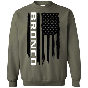 Bronco American Flag Crewneck Pullover Sweatshirt