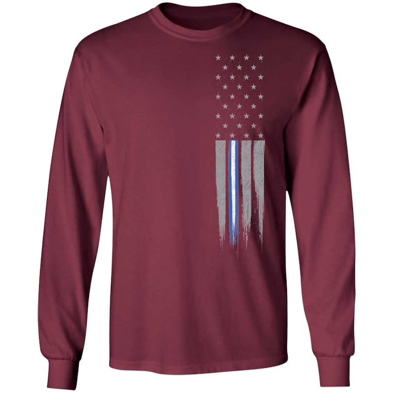 EMS Rescue Thin Line American Flag Long Sleeve T-Shirt
