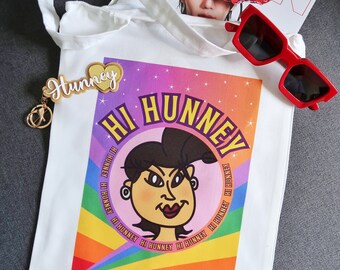 HUNNEY Merch Set (Tote Bag & Keychain in Caramel)