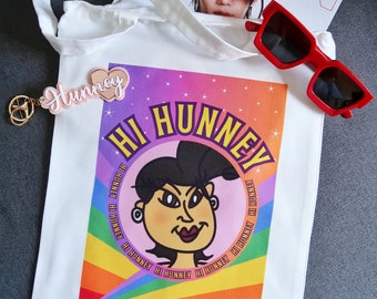 HUNNEY Merch Set (Tote Bag & Keychain in Rose Gold)