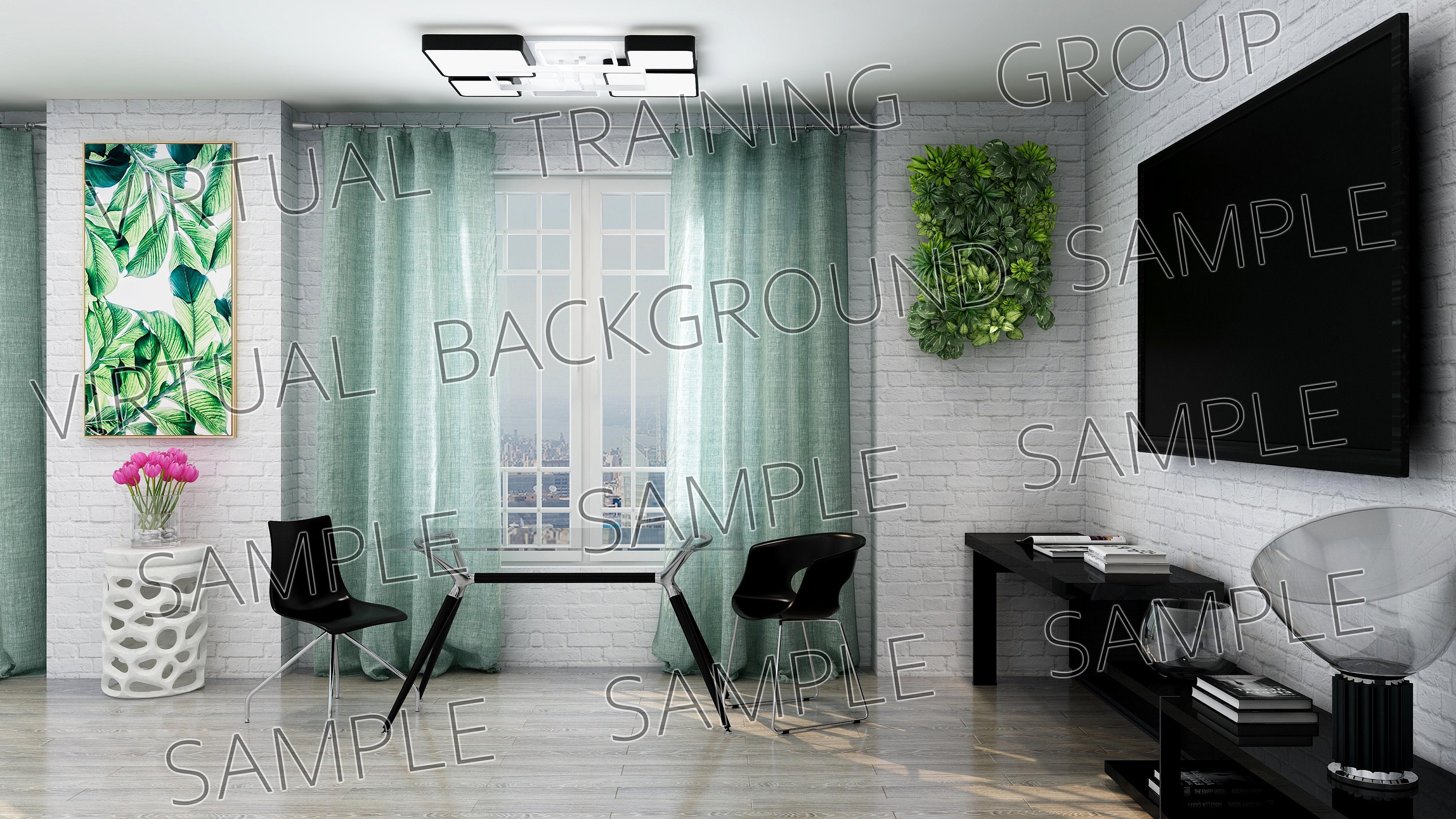 Virtual Background For Zoom Meetings: Modern Living Room | Etsy