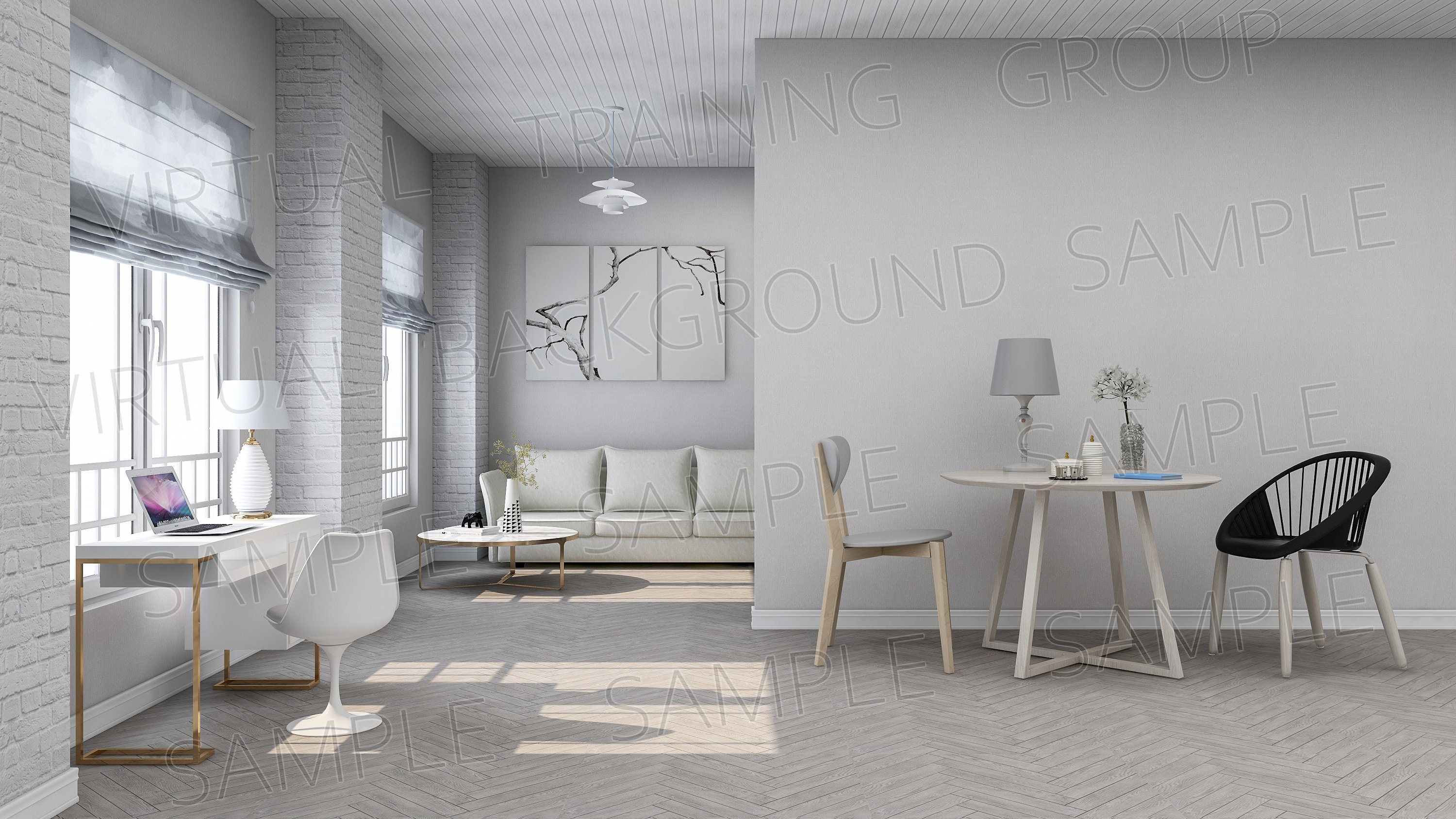 Virtual Background for Zoom Meetings Modern White Living Room Etsy