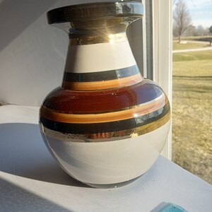 Vtg Bitossi Rosenthal Netter Aldo Londi Pottery Vase Black Gold Brown Italy