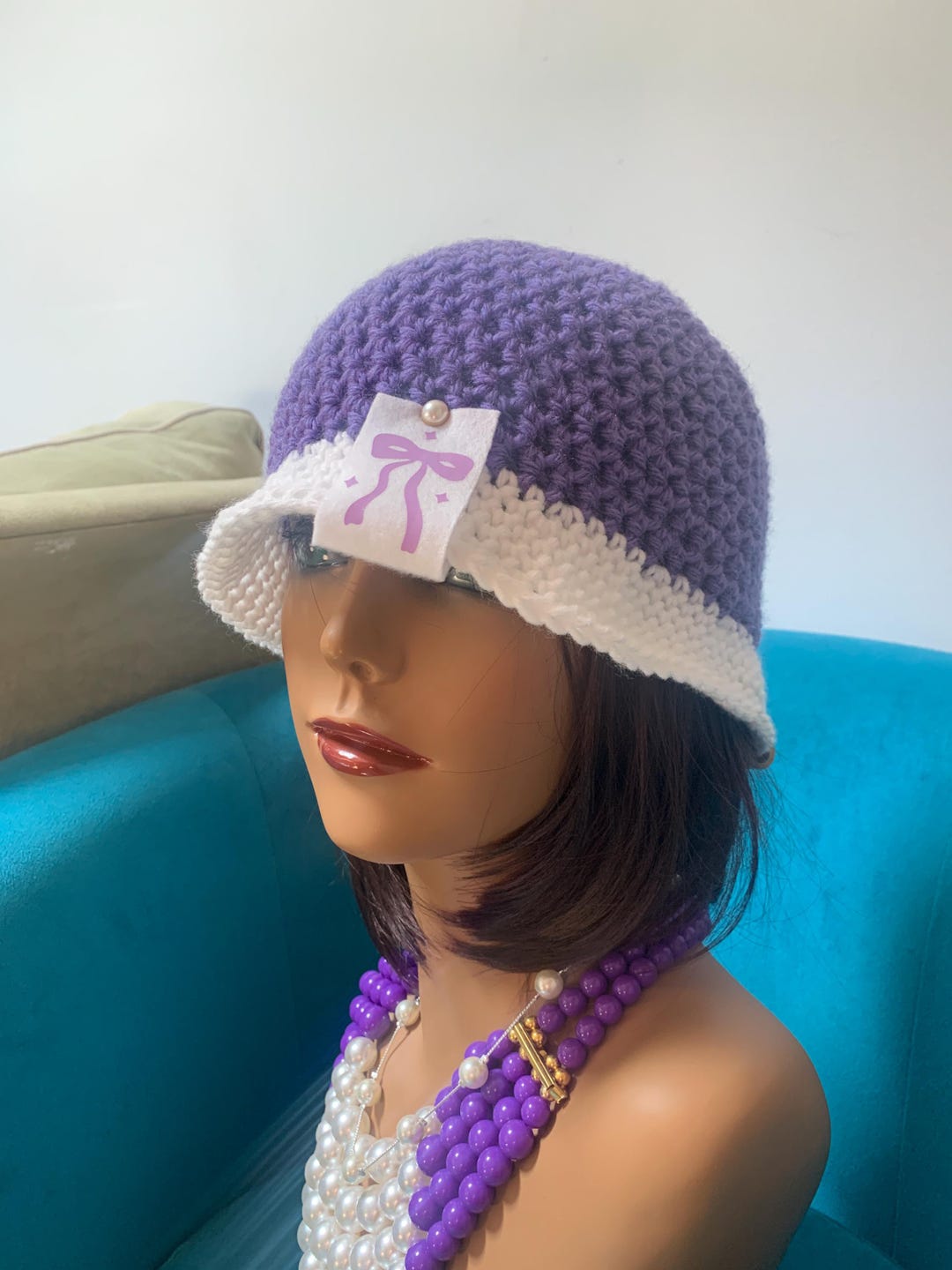 Coquette Bow Ribbon Stars ~ Trendy Bow Fashion Crochet Bucket Purple ...