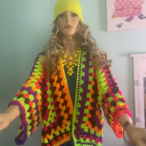 Neon Cardigan - Etsy