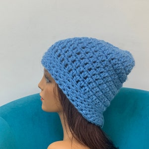 Ready To Ship- Sky Blue Chunky Slouch Hat adult unisex