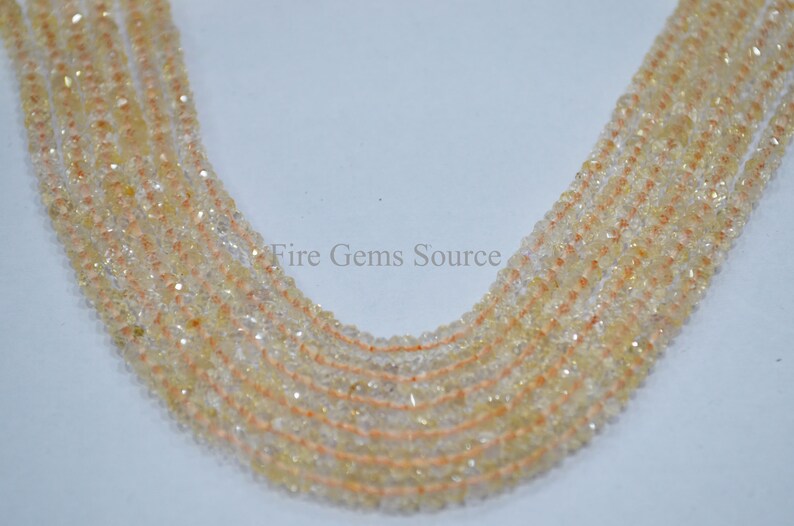 13 Citrine Faceted Beads M-3FGS87 Natural Citrine Beads Natural Citrine Rondelle Beads Sold by Strand 3-4.50 mm