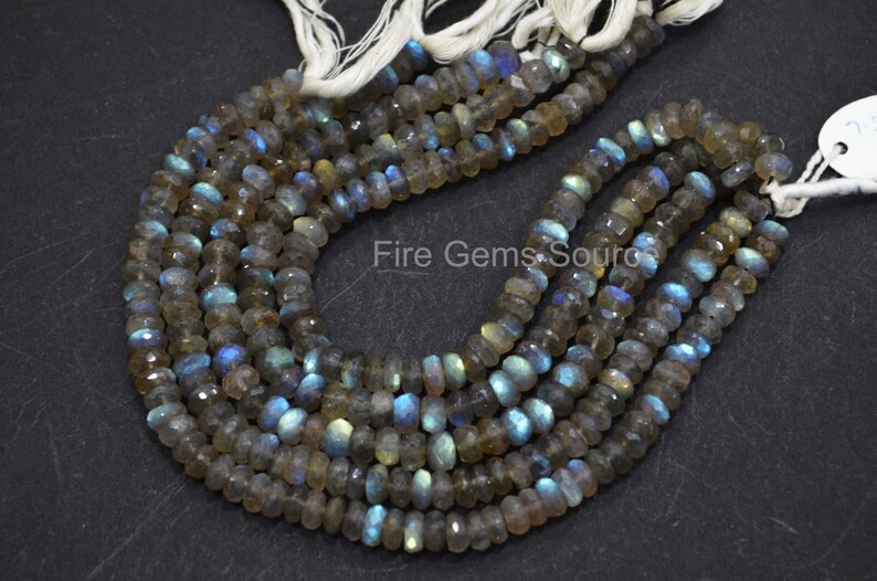 BL64FGS57E Sold By Strand Labradorite Rondelle Beads 9 Labradorite Faceted Rondelle Beads 7.50 mm