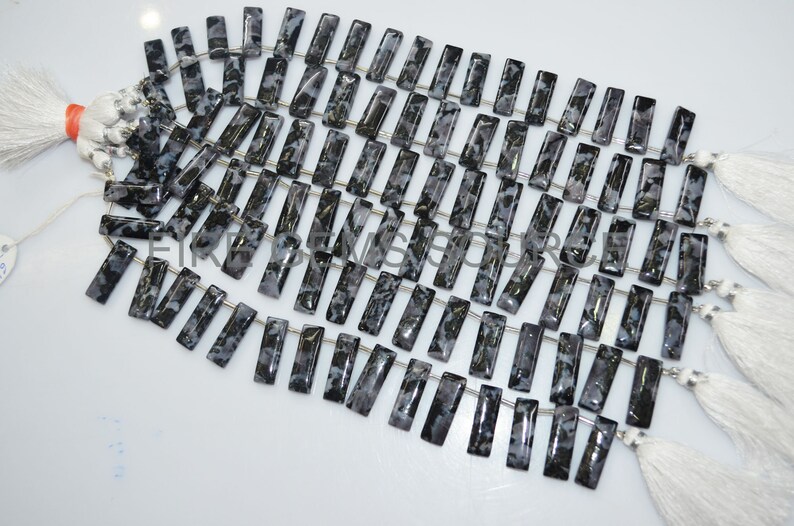 Zebra Black Smooth Baguette Briolette Natural Zebra Black Smooth Baguette Beads BL49FG04 8 7x21-8x22 mm
