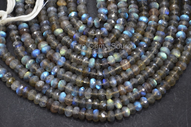 BL64FGS57E Sold By Strand Labradorite Rondelle Beads 9 Labradorite Faceted Rondelle Beads 7.50 mm