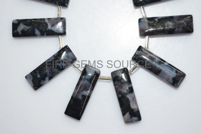 Zebra Black Smooth Baguette Briolette Natural Zebra Black Smooth Baguette Beads BL49FG04 8 7x21-8x22 mm