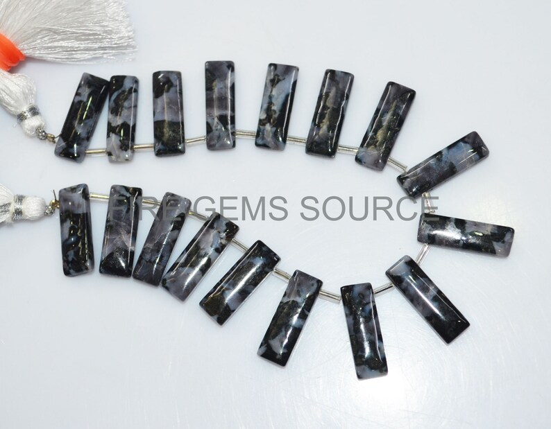 Zebra Black Smooth Baguette Briolette Natural Zebra Black Smooth Baguette Beads BL49FG04 8 7x21-8x22 mm