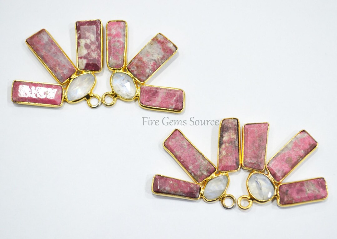 Thuite Smooth Fancy Connector Rainbow Moontone Faceted Etsy