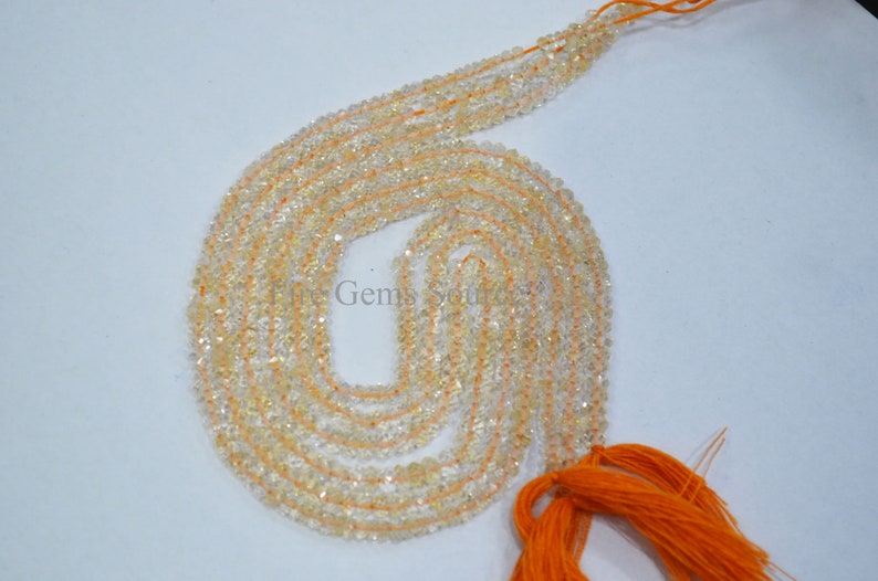 13 Citrine Faceted Beads M-3FGS87 Natural Citrine Beads Natural Citrine Rondelle Beads Sold by Strand 3-4.50 mm