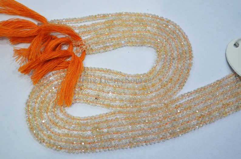 13 Citrine Faceted Beads M-3FGS87 Natural Citrine Beads Natural Citrine Rondelle Beads Sold by Strand 3-4.50 mm