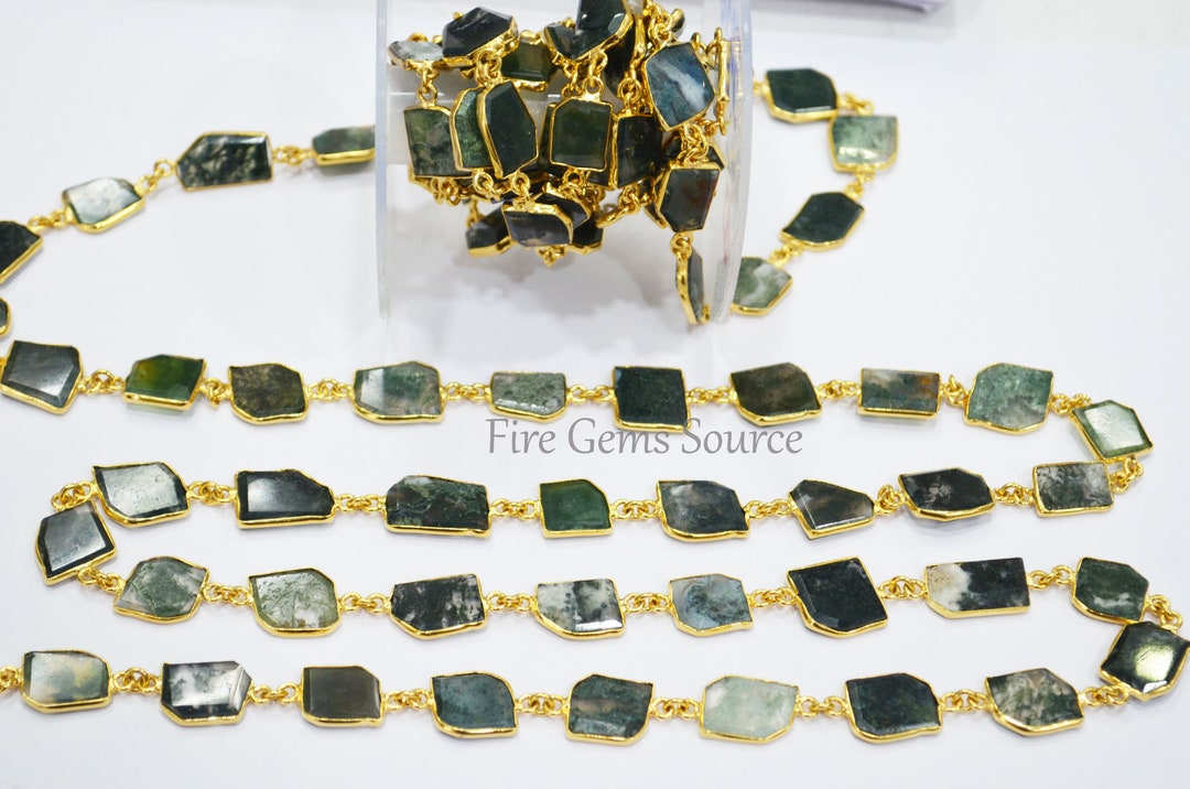 Ocean Fossil Jasper Fancy Cut Connector Chain Ocean Fossil Etsy