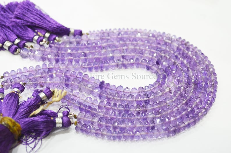 8,M-7FGS82 5-7.5 mm Amethyst Rondelle Beads,Amethyst Beads,Sold by Strand Natural Amethyst Faceted Beads