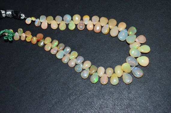 Natural Ethiopian Opal Smooth Pear Beads | 4x6 mm to 7x10 mm | Opal Jewelry  Making Beads | 16 Inches Full Strand | Price Per Strand