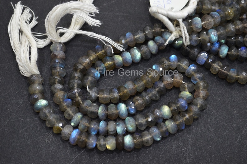 BL64FGS57E Sold By Strand Labradorite Rondelle Beads 9 Labradorite Faceted Rondelle Beads 7.50 mm