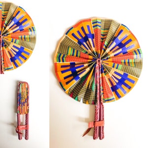 African Hand Fan with Leather Handle or Wall Hanging Art