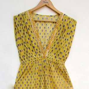 summer little florals printed cotton jumpsuit - sleeve less Indian jumpsuit - v neckline jumpsuit